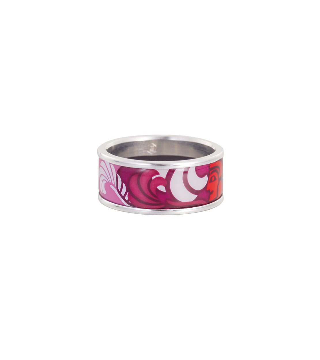 Bague Miss en émail et plaqué au rhodium - Rose & rouge & argent