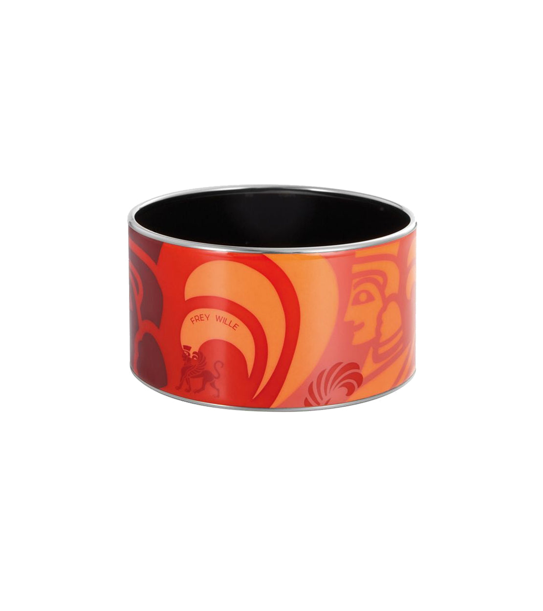 Manchette Diva en émail et plaqué au rhodium - Rouge & orange