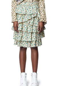 ZHORS LIGNE VANILLA JOKER PRINT COTTON SHORT SKIRT