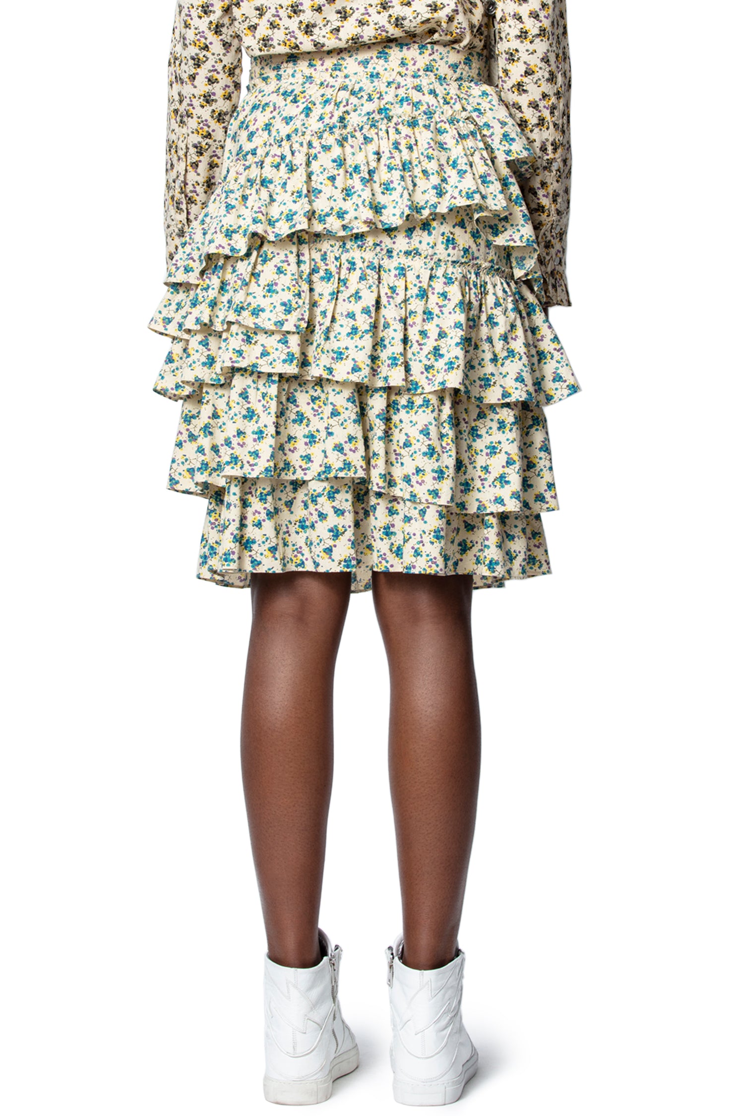 ZHORS LIGNE VANILLA JOKER PRINT COTTON SHORT SKIRT