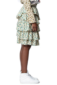 ZHORS LIGNE VANILLA JOKER PRINT COTTON SHORT SKIRT