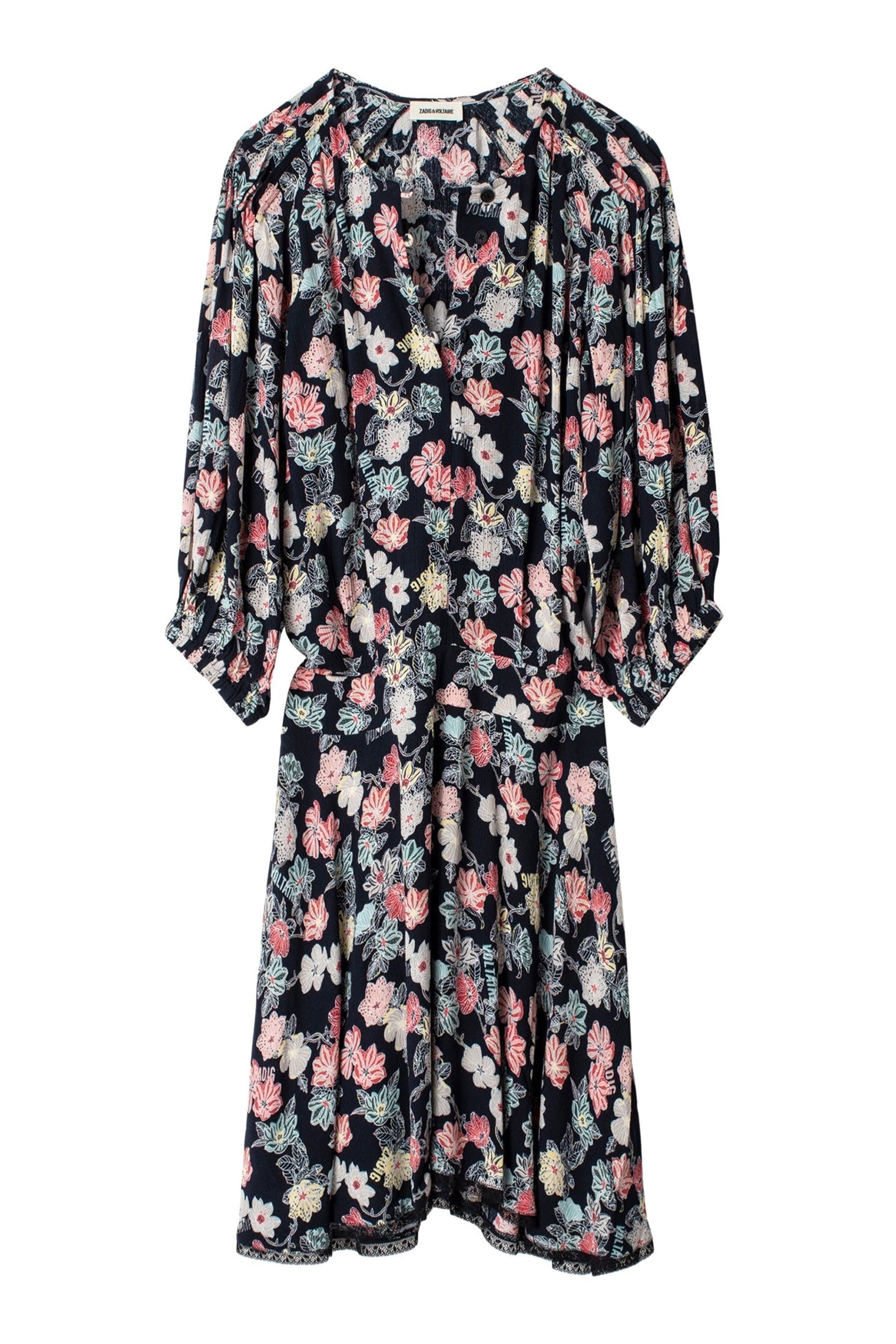 Robe Raspali Print Flowers - Myrtille