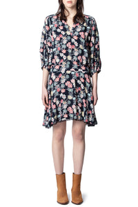 Robe Raspali Print Flowers - Myrtille