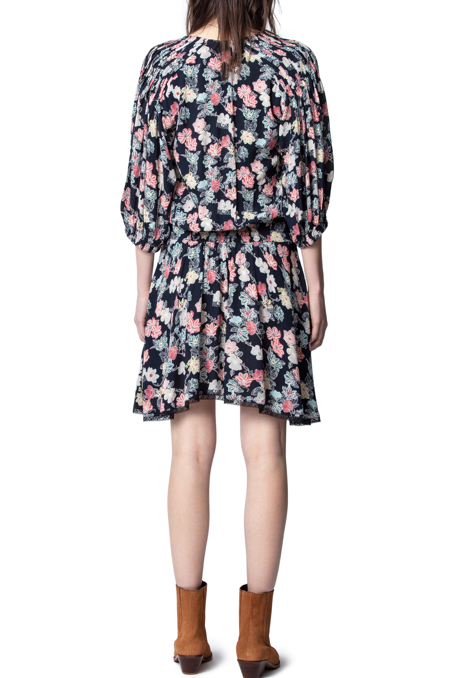 Robe Raspali Print Flowers - Myrtille