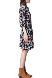 Robe Raspali Print Flowers - Myrtille