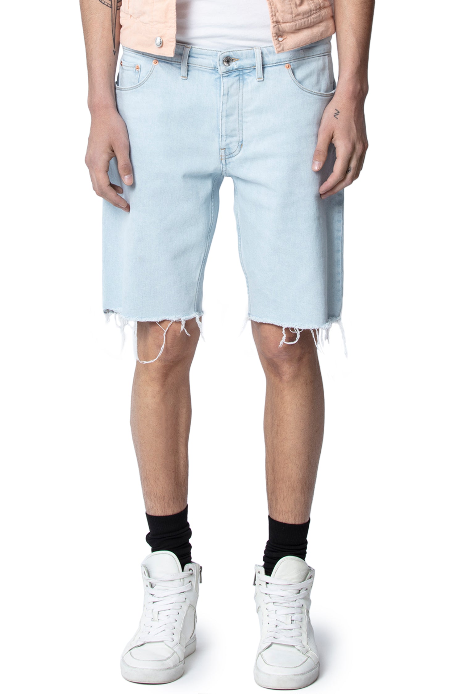 ZHORS LIGNE CIEL PEDRO LIGHT SHORT DENIM DELAVE