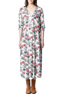 Roux Print Flower Dress - Ecru