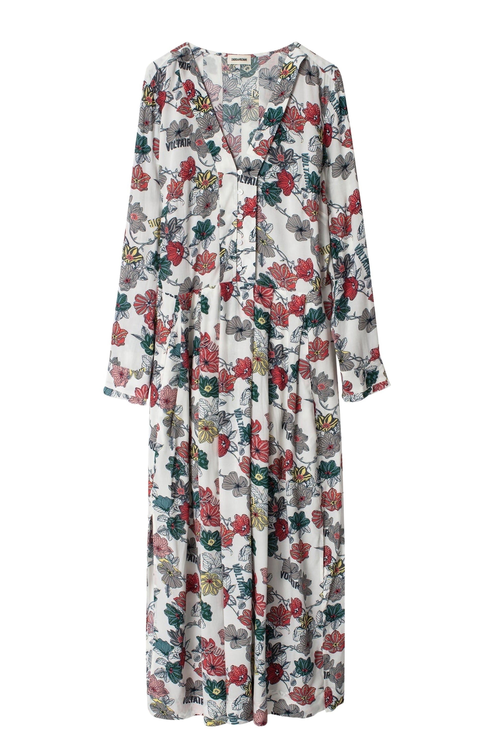Roux Print Flower Dress - Ecru