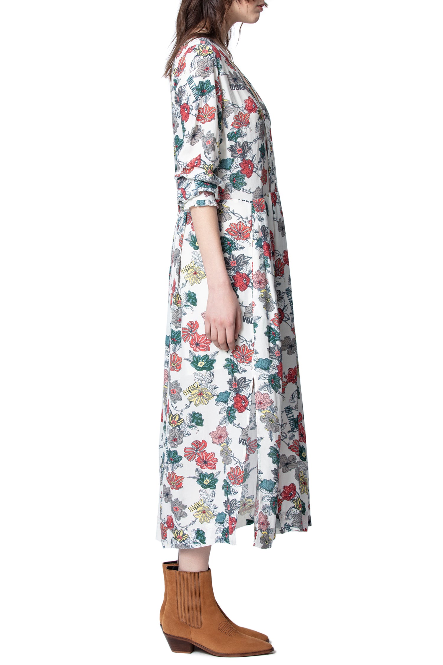 Roux Print Flower Dress - Ecru