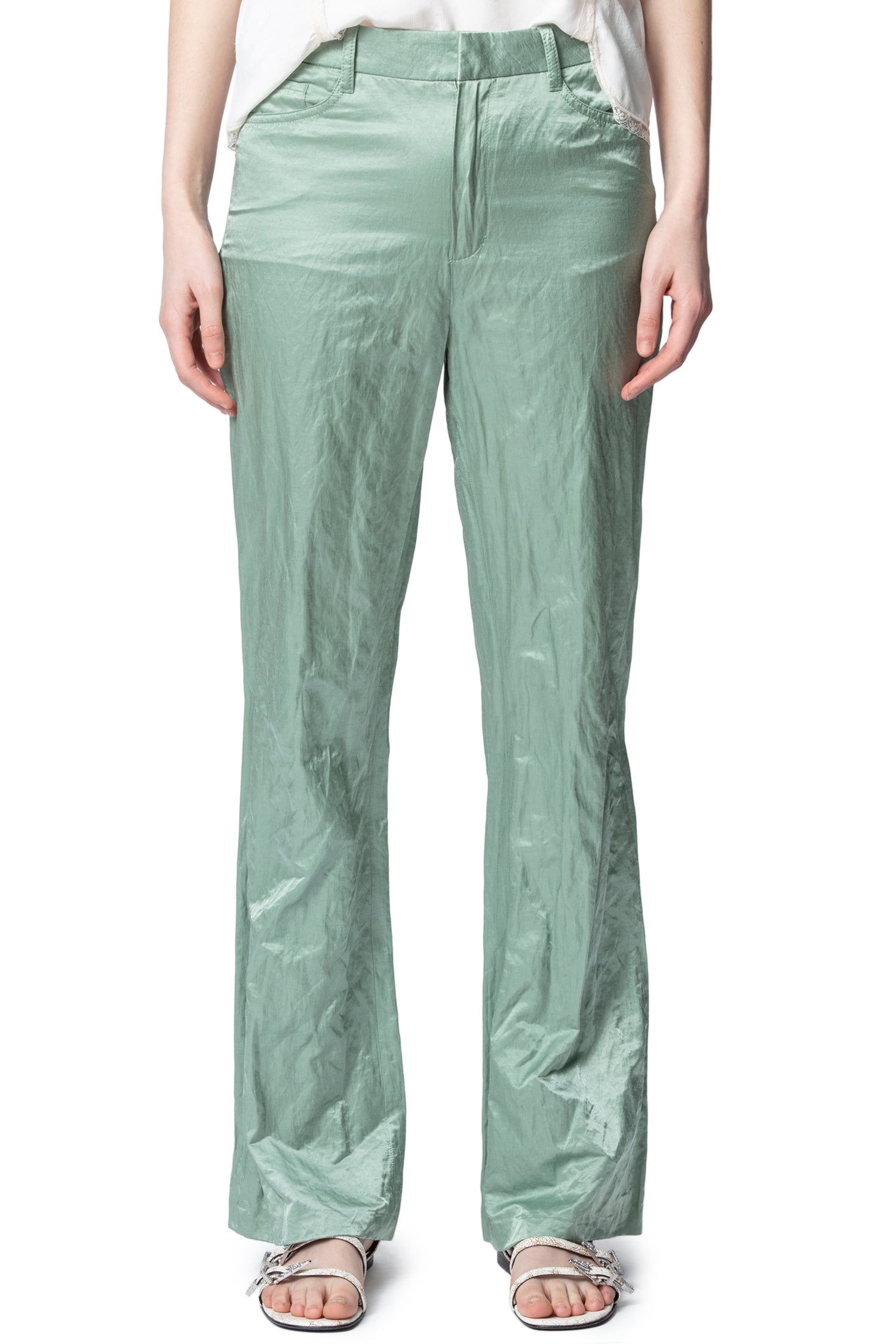 Pistol satin trousers - Almond