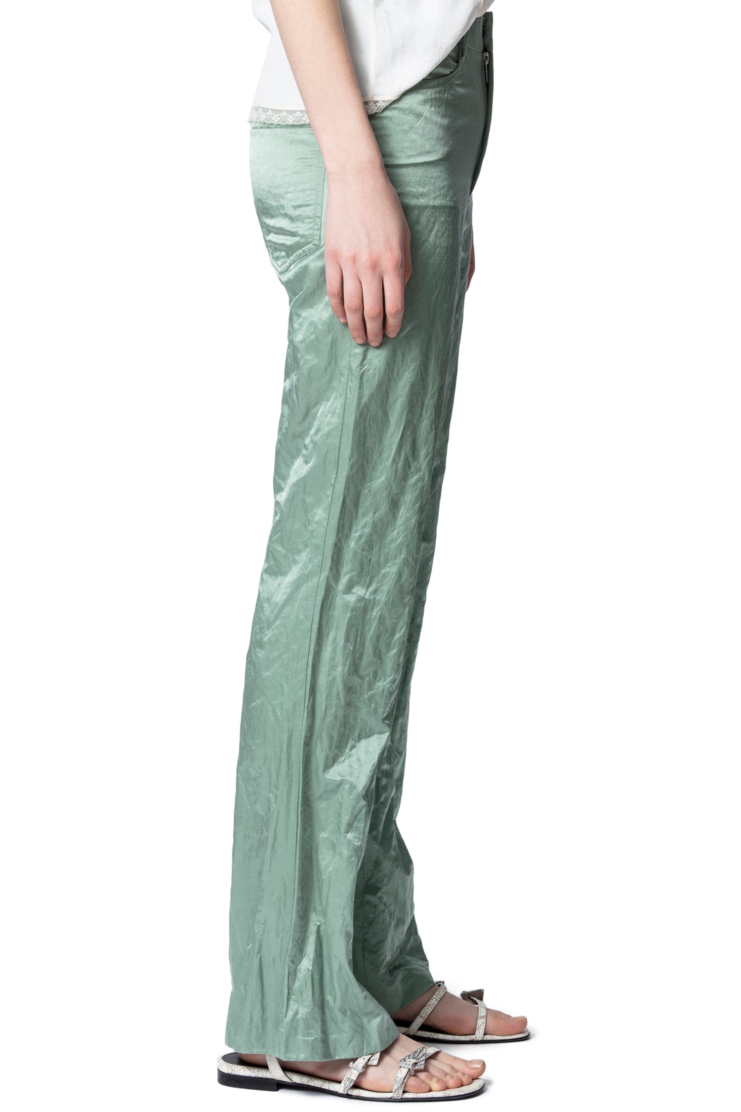 Pistol satin trousers - Almond