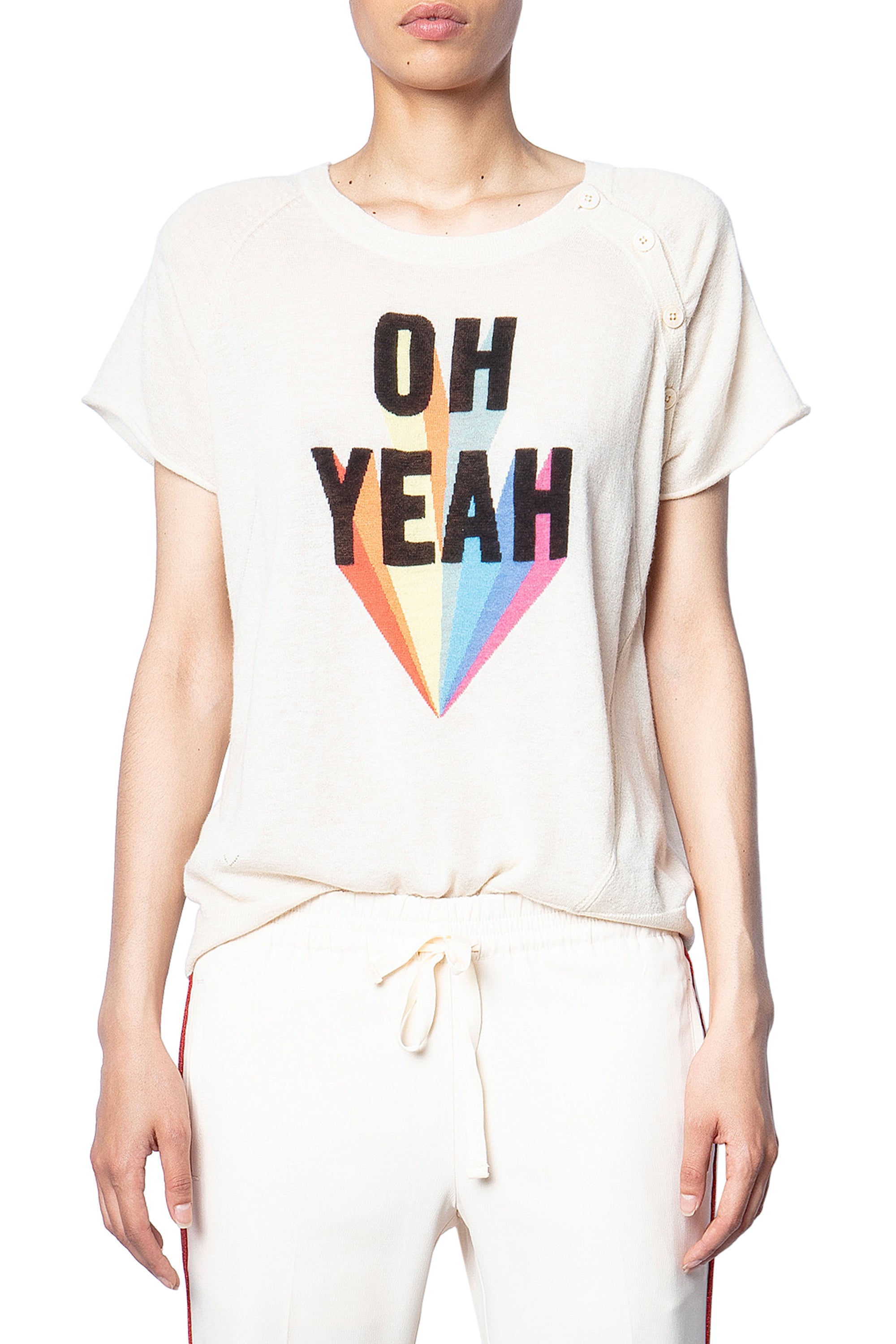 Hexago Oh Yeah cashmere jumper - Craie