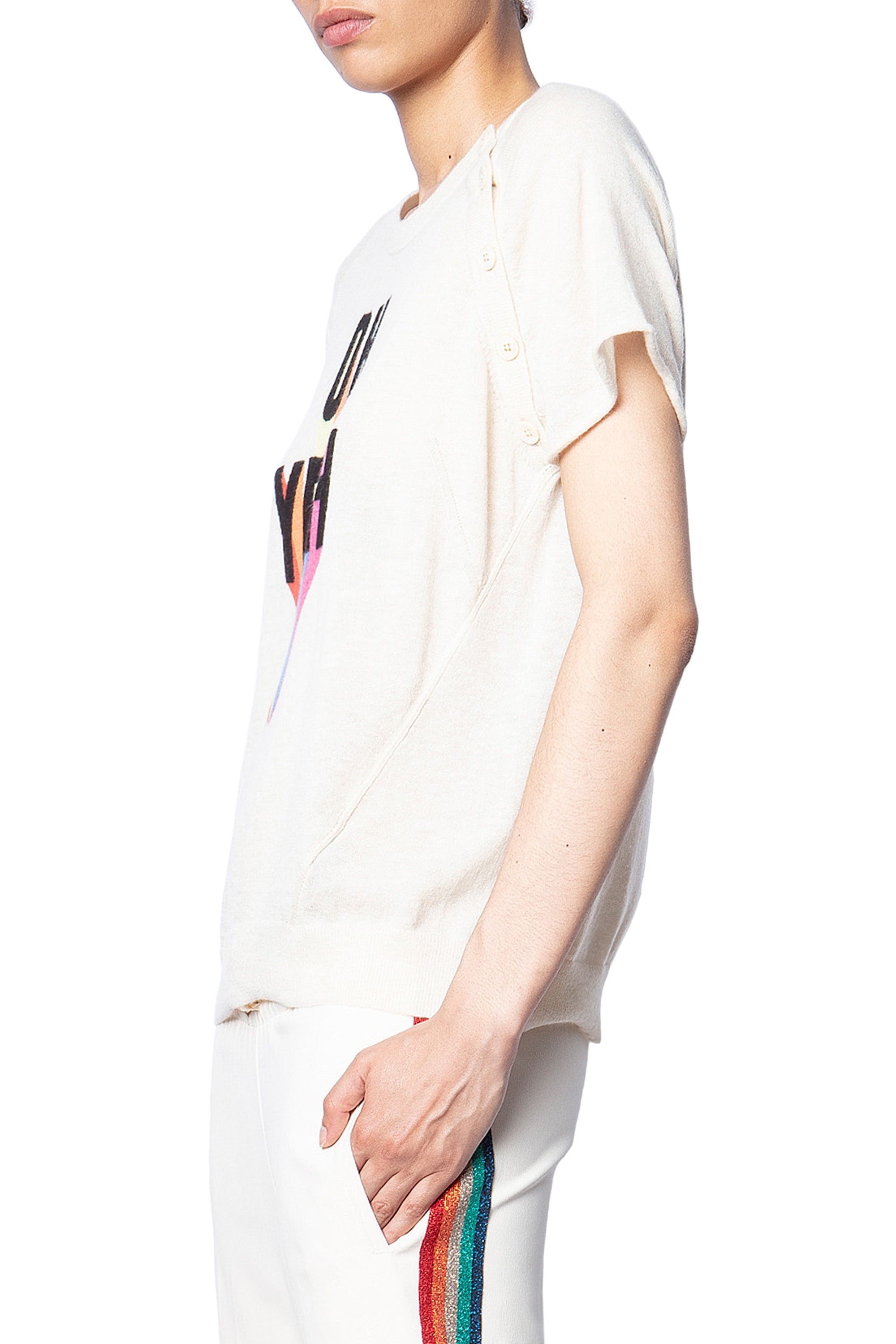 Hexago Oh Yeah cashmere jumper - Craie