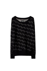 Anouk "ZV" Allover logo jumper in wool - Black