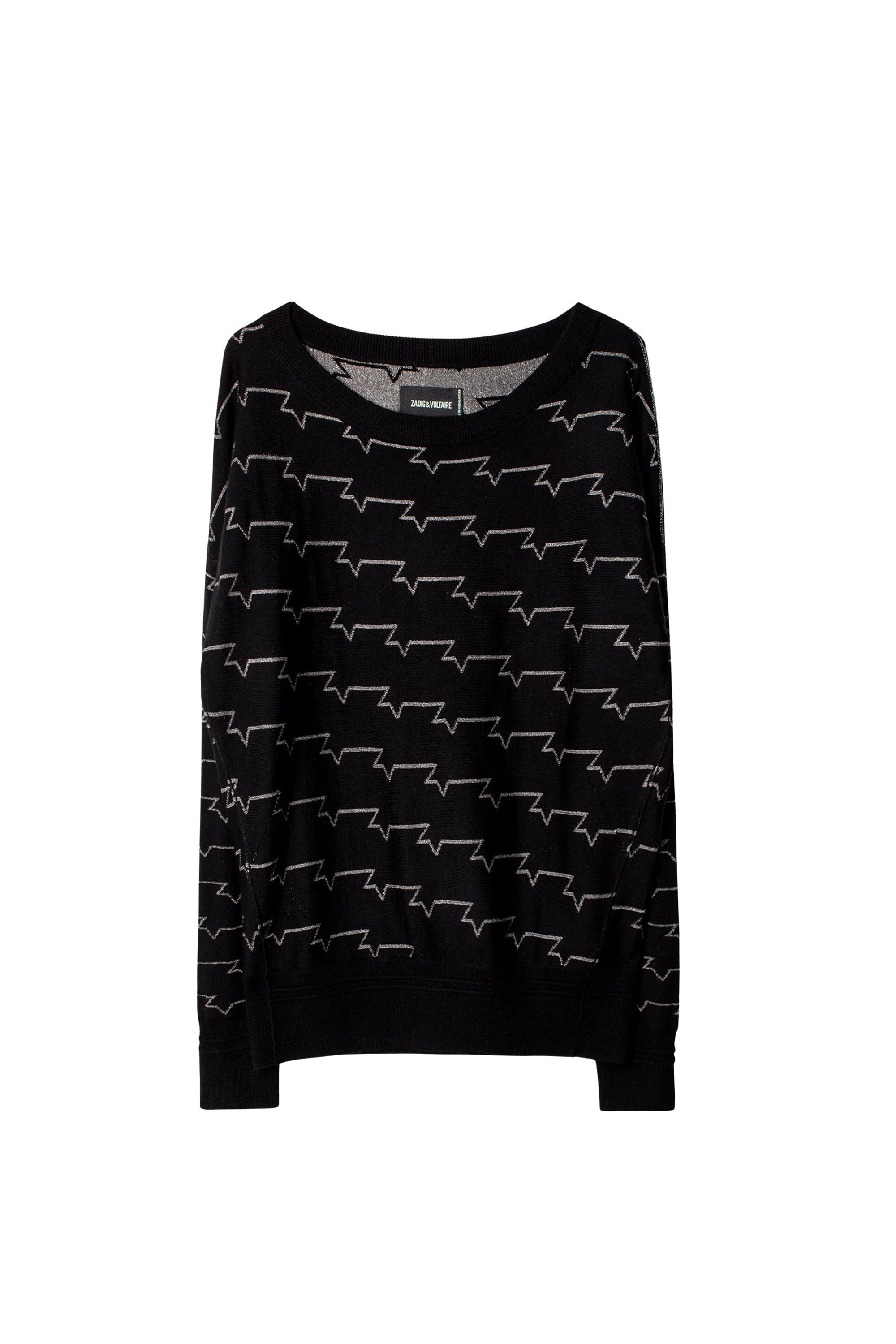 Anouk "ZV" Allover logo jumper in wool - Black