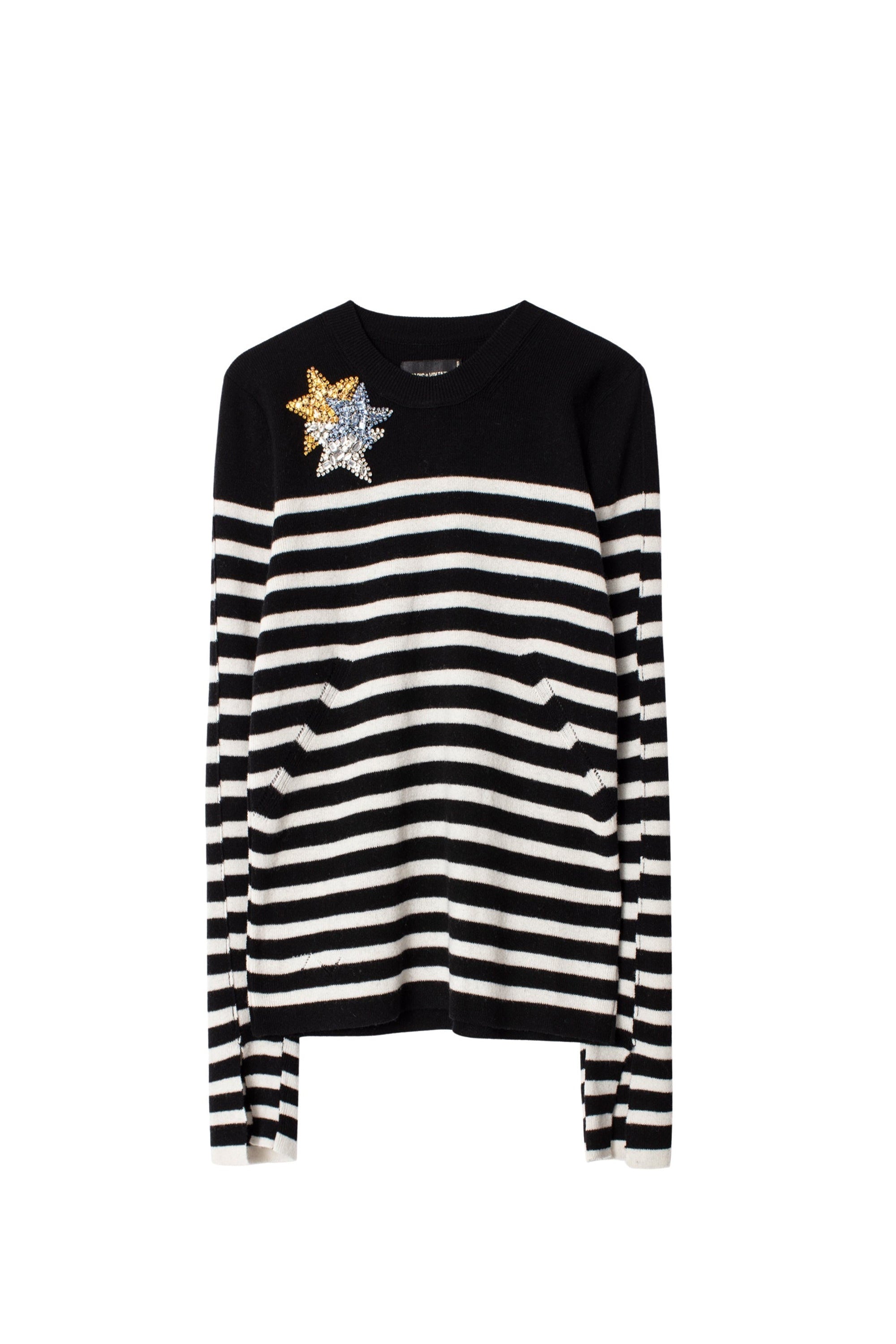 Delly Stripes Beads wool jumper - Black