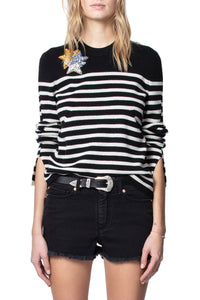 Delly Stripes Beads wool jumper - Black