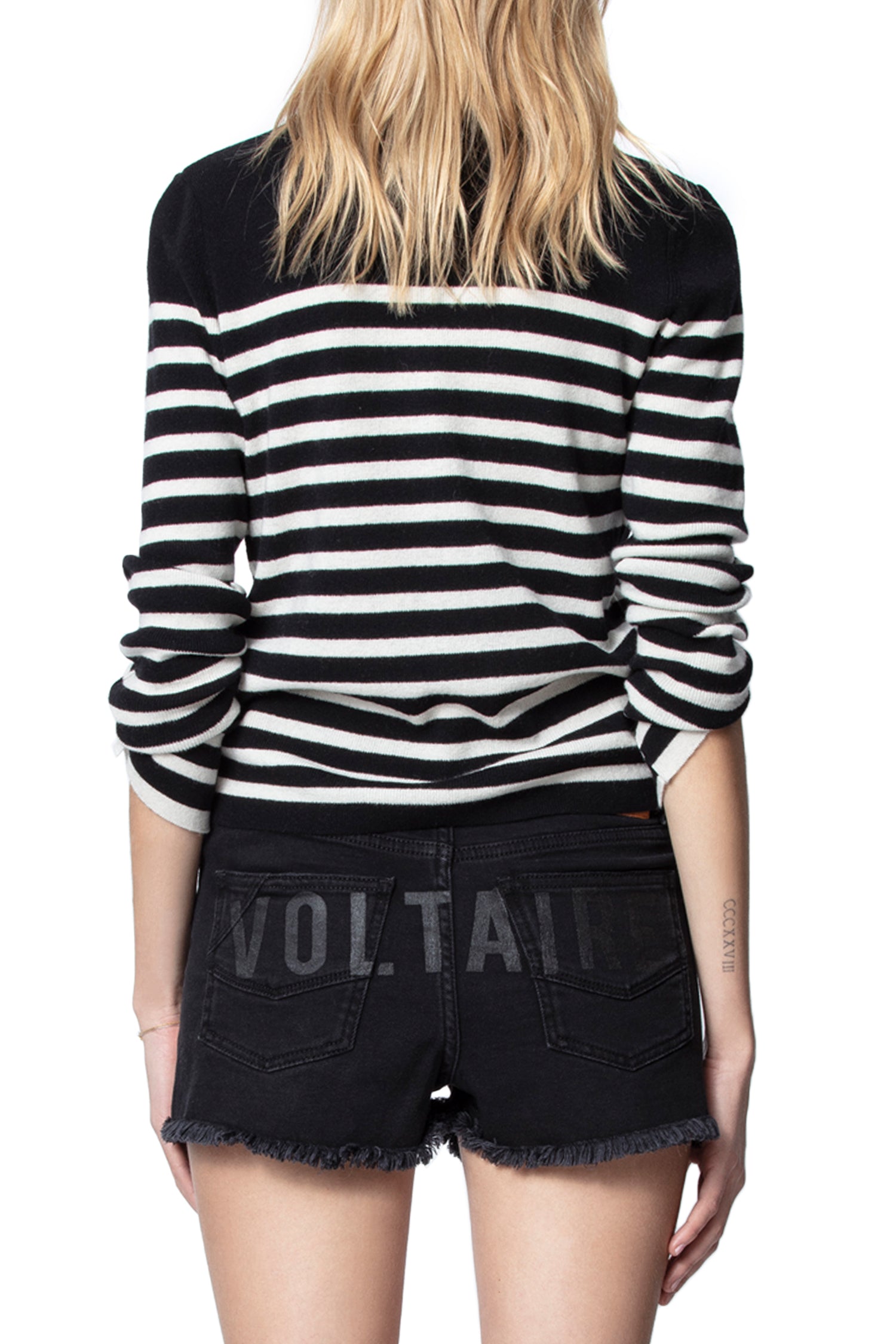 Delly Stripes Beads wool jumper - Black