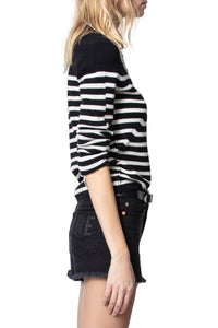 Delly Stripes Beads wool jumper - Black