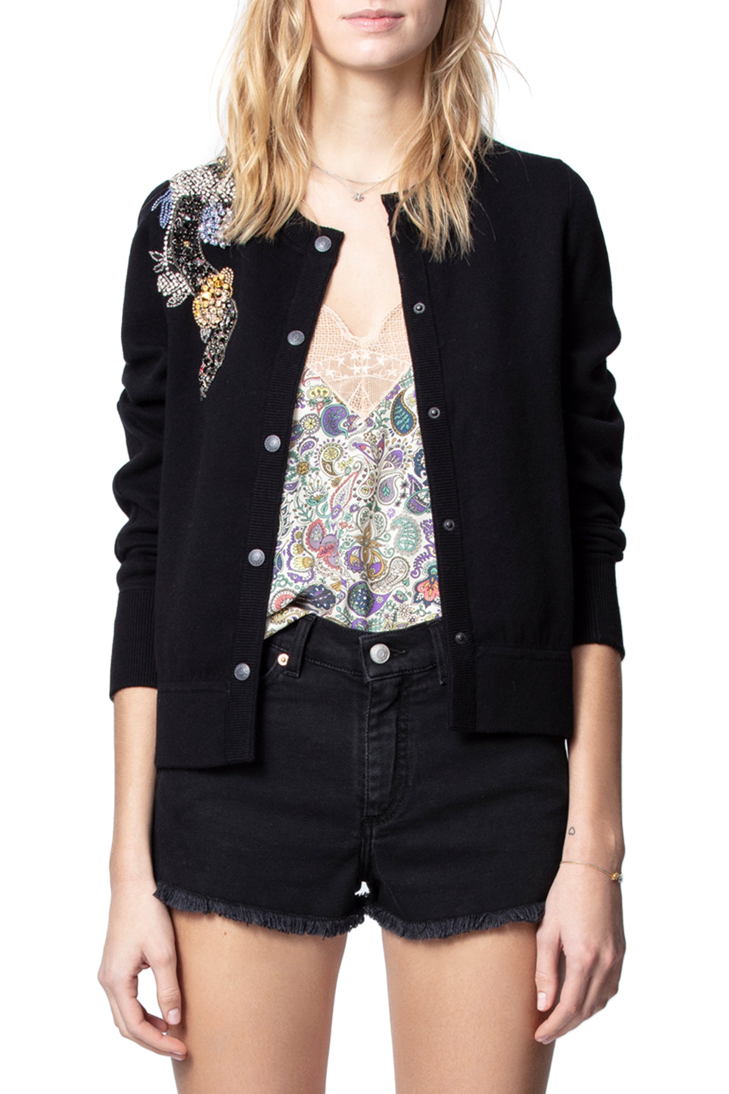 Cardigan Puky Cows Snake Beads - Noir