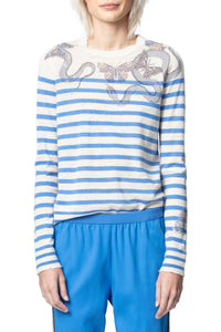 Pull Miss Stripes Multicusto en cachemire - Craie