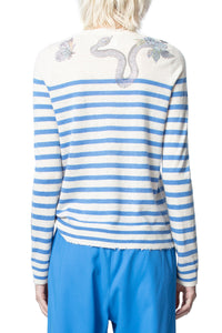 Pull Miss Stripes Multicusto en cachemire - Craie