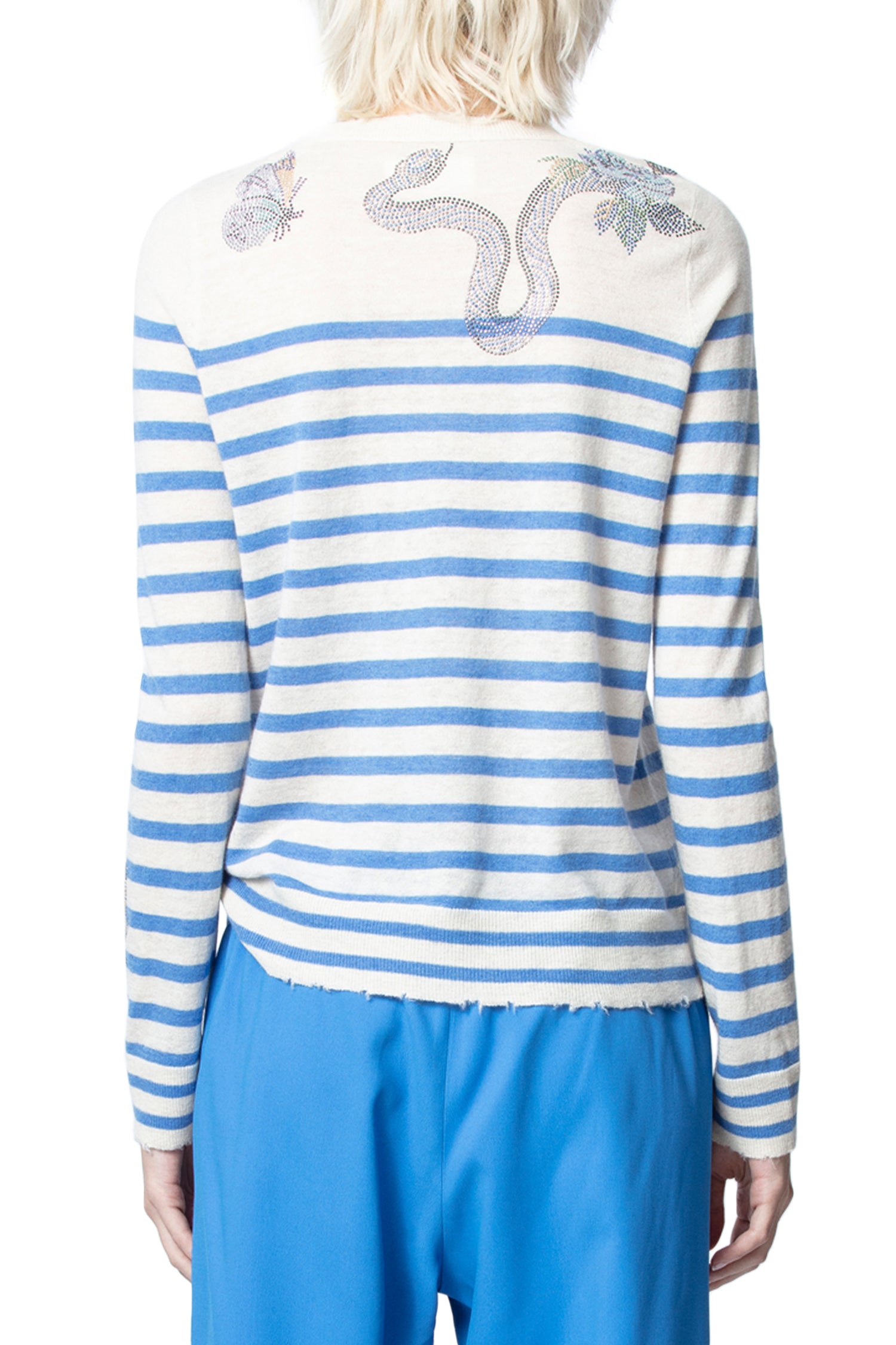 Pull Miss Stripes Multicusto en cachemire - Craie
