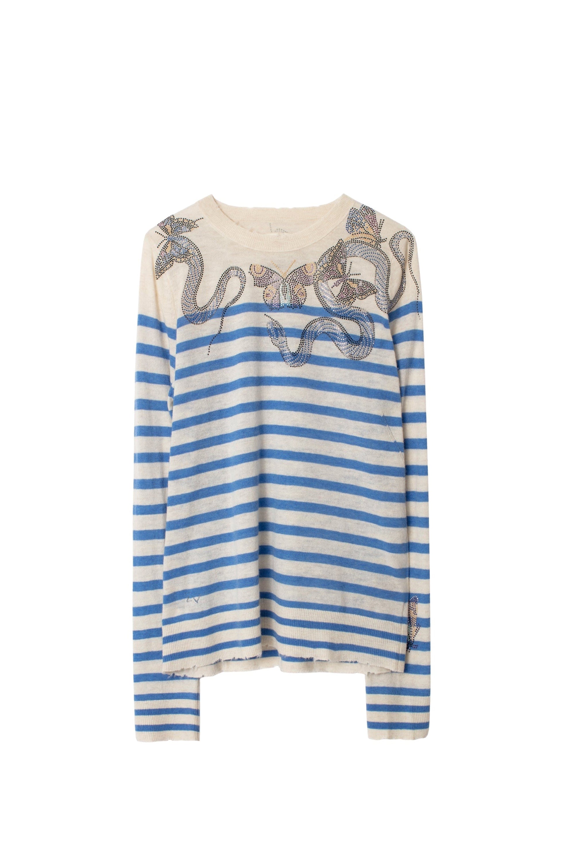 Pull Miss Stripes Multicusto en cachemire - Craie