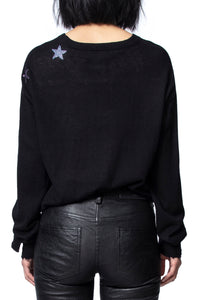 Pull Kansas Star Strass en cachemire - Noir
