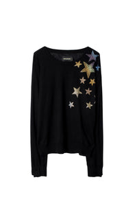 Pull Kansas Star Strass en cachemire - Noir