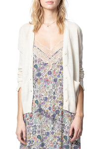 Kali Snake Strass cashmere cardigan - Craie