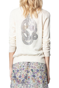 Kali Snake Strass cashmere cardigan - Craie