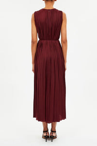 Robe midi Fianna plissée sans manches - Claret