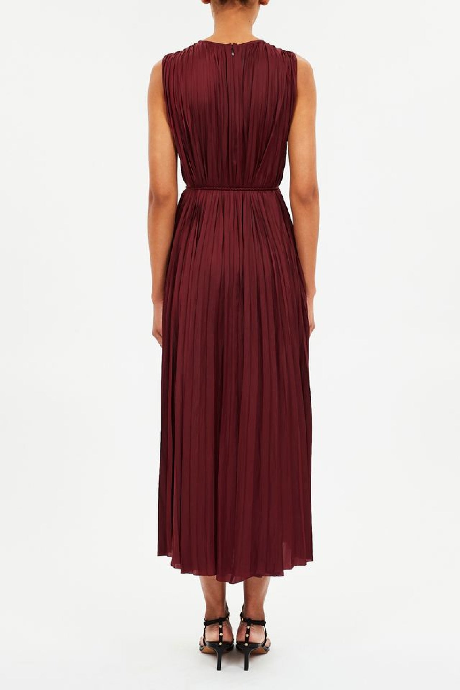 Robe midi Fianna plissée sans manches - Claret
