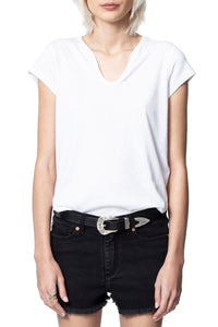 T-shirt à col tunisien Karta Kate - Blanc