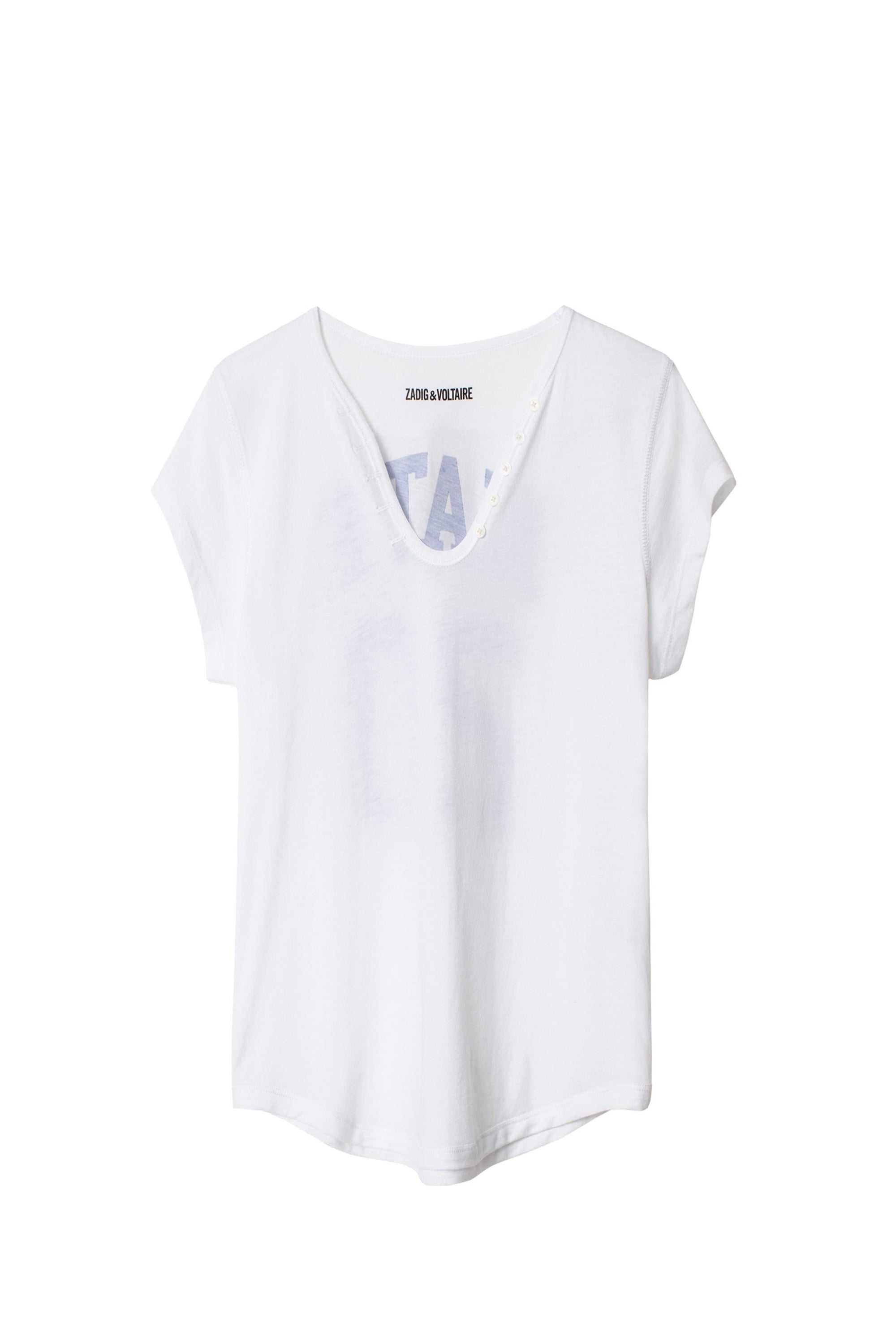 T-shirt à col tunisien Karta Kate - Blanc
