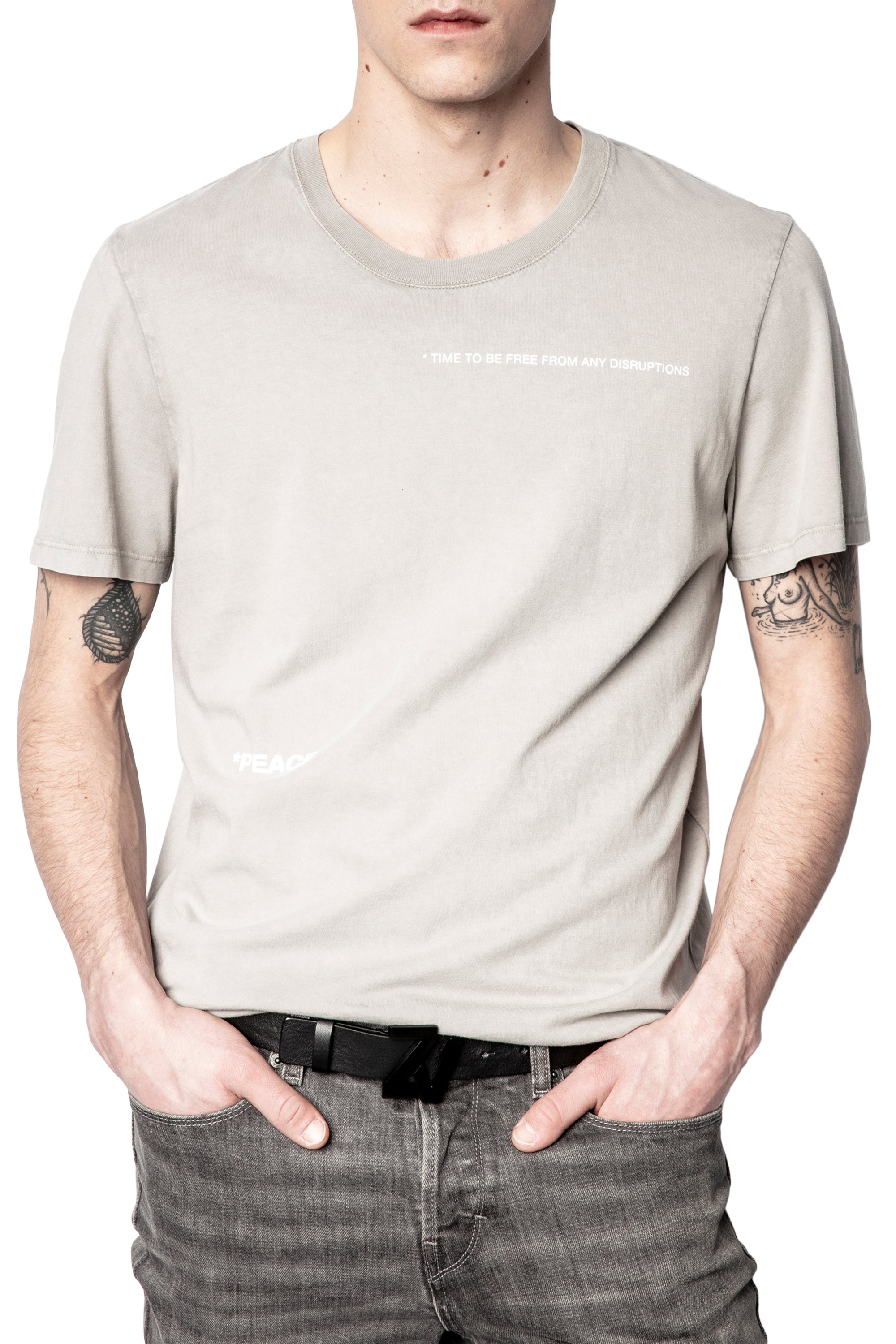 ZHORS LINE LIGHT GREY TED HC PEACE PHOTOPRINT T-SHIR