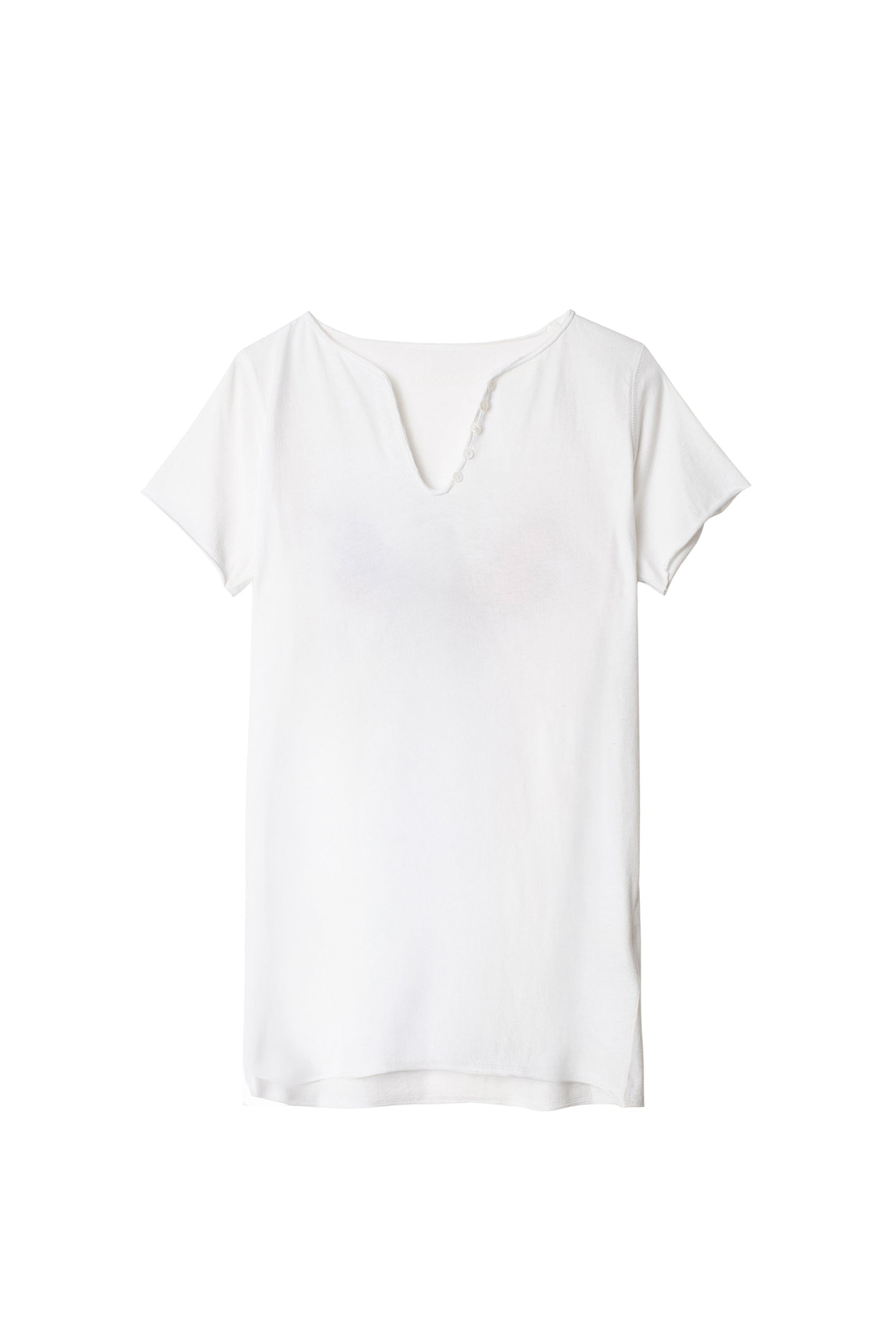 T-shirt à col tunisien Love Rainbow Strass - Blanc