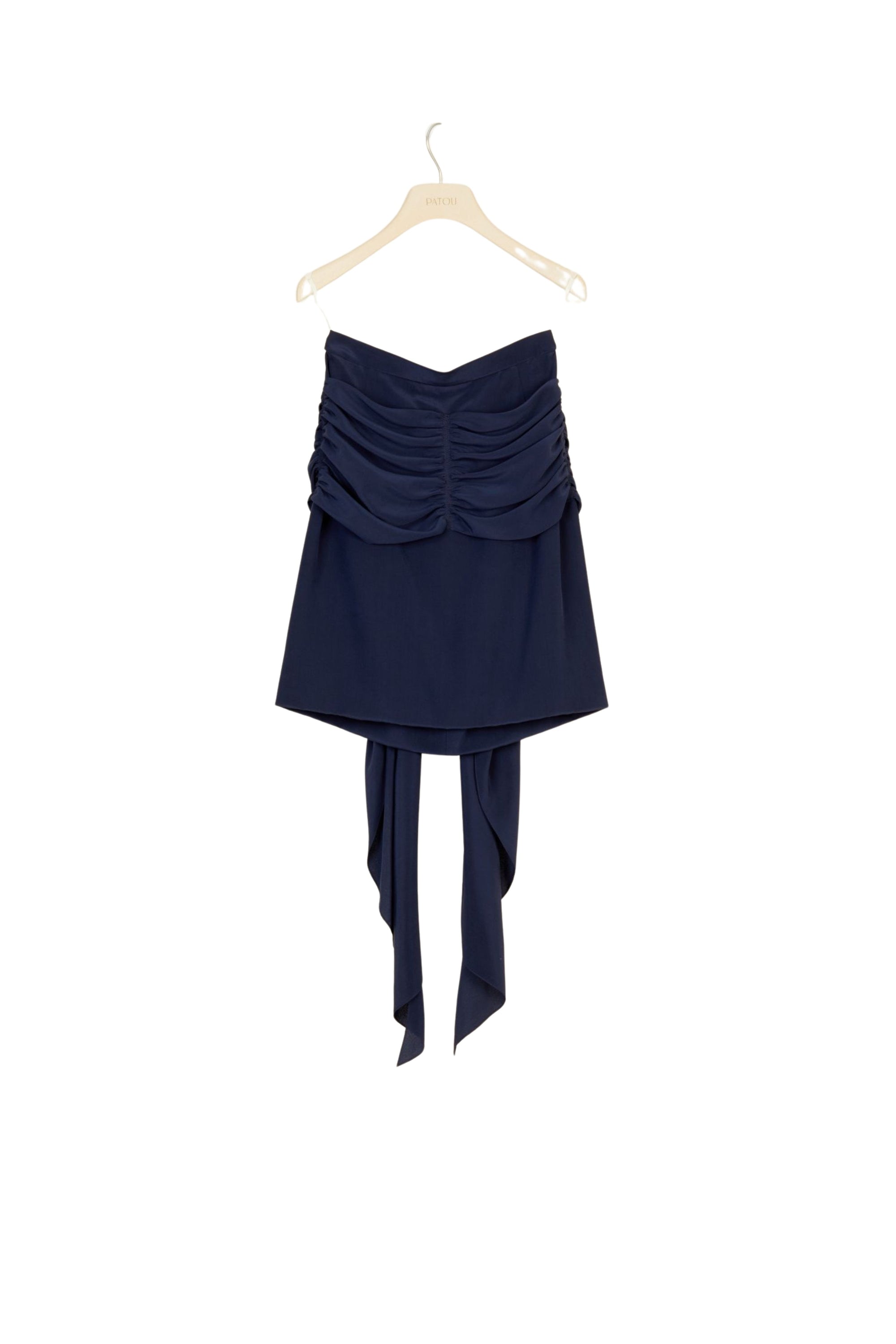 Silk skirt with draped panels - Navy blue