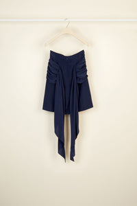Silk skirt with draped panels - Navy blue