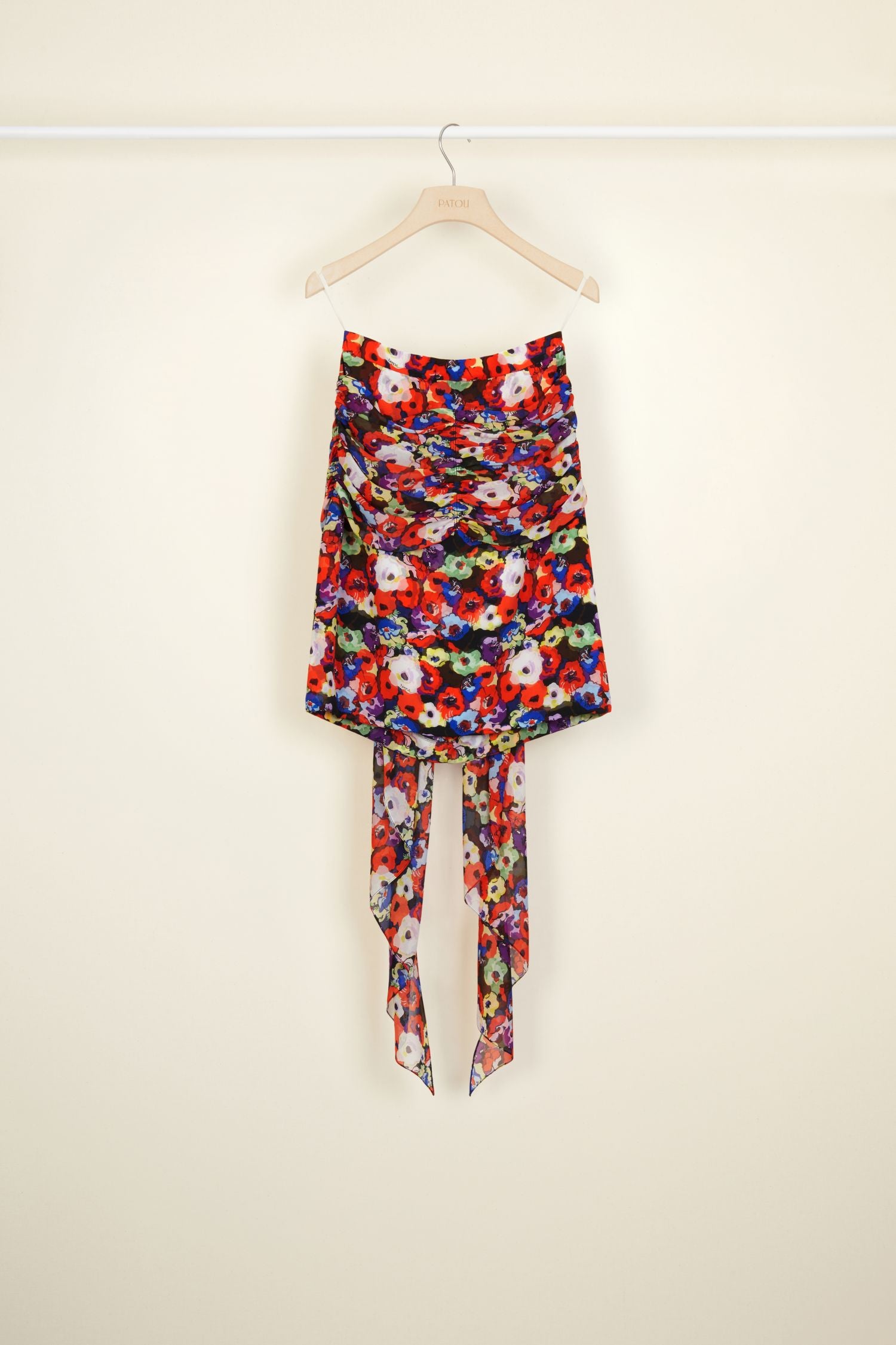 Floral silk skirt with draped panels - Flowers Bloom