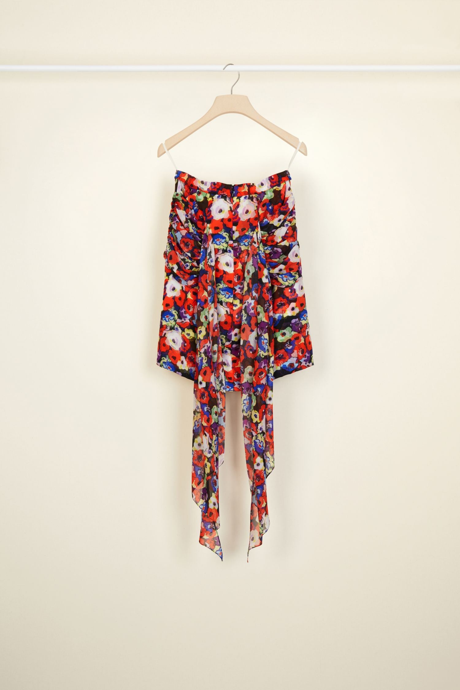 Floral silk skirt with draped panels - Flowers Bloom