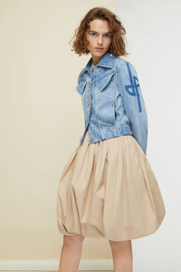 Cotton blend bubble skirt - Sand