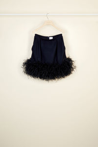 Short wool feather skirt - Navy Blue