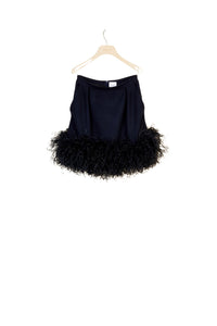 Short wool feather skirt - Navy blue