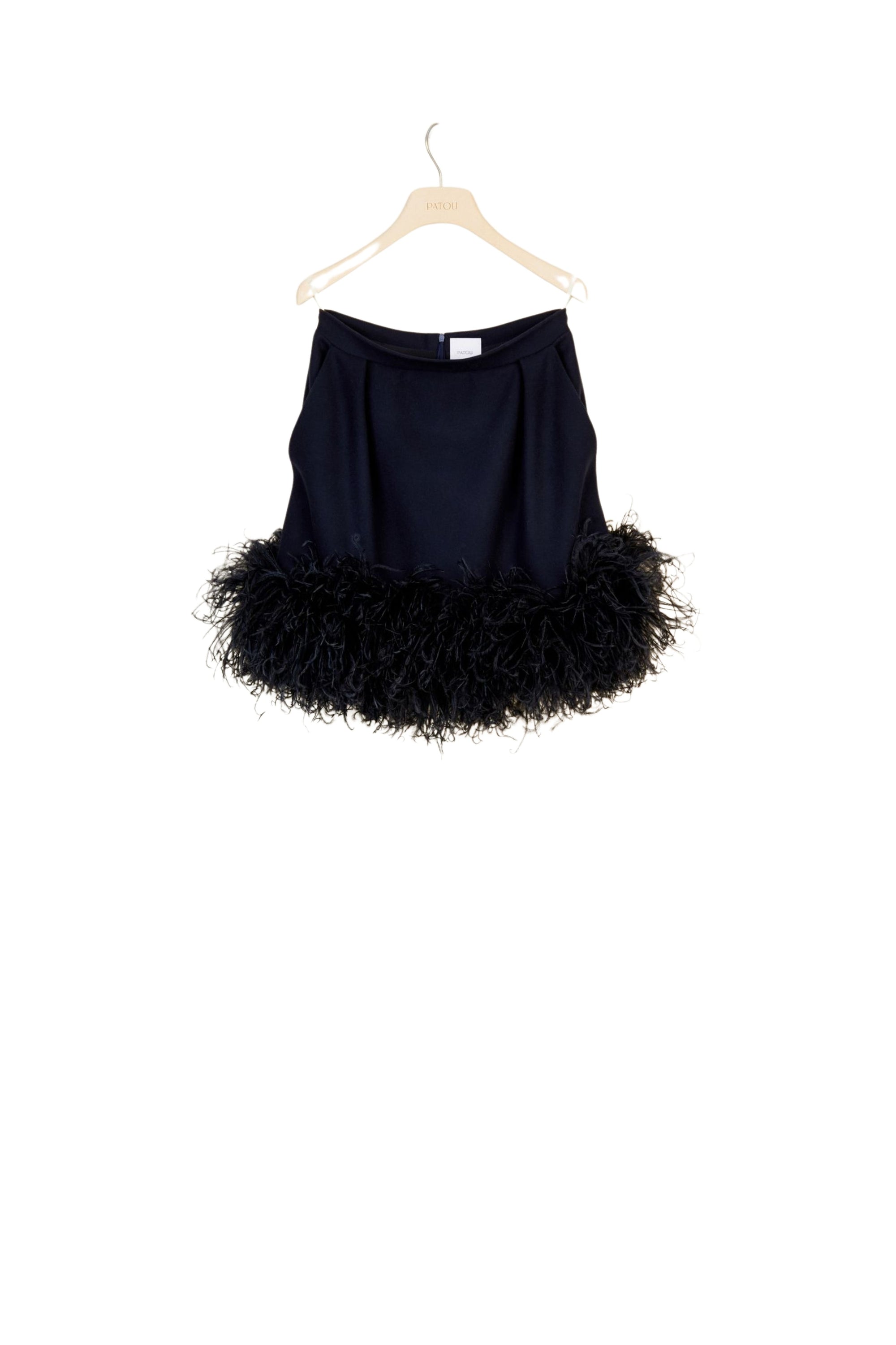 Short wool feather skirt - Navy blue