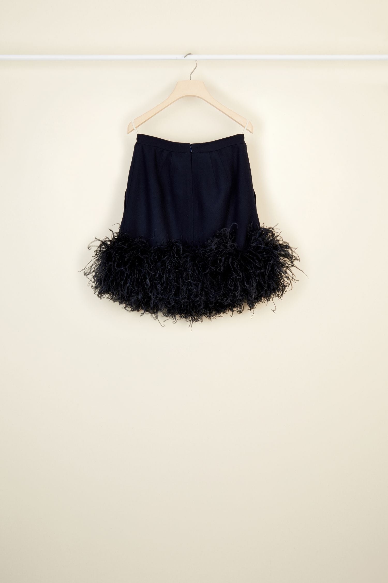 Short wool feather skirt - Navy blue