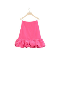 Velvet skirt with voluminous hem - Raspberry