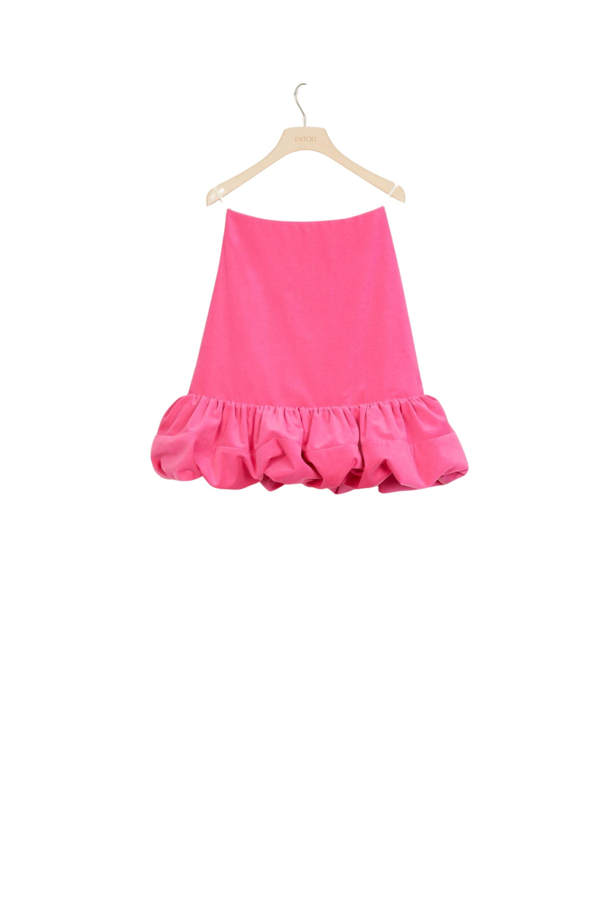 Velvet skirt with voluminous hem - Raspberry