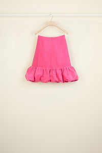 Voluminous hem skirt in velvet - Raspberry